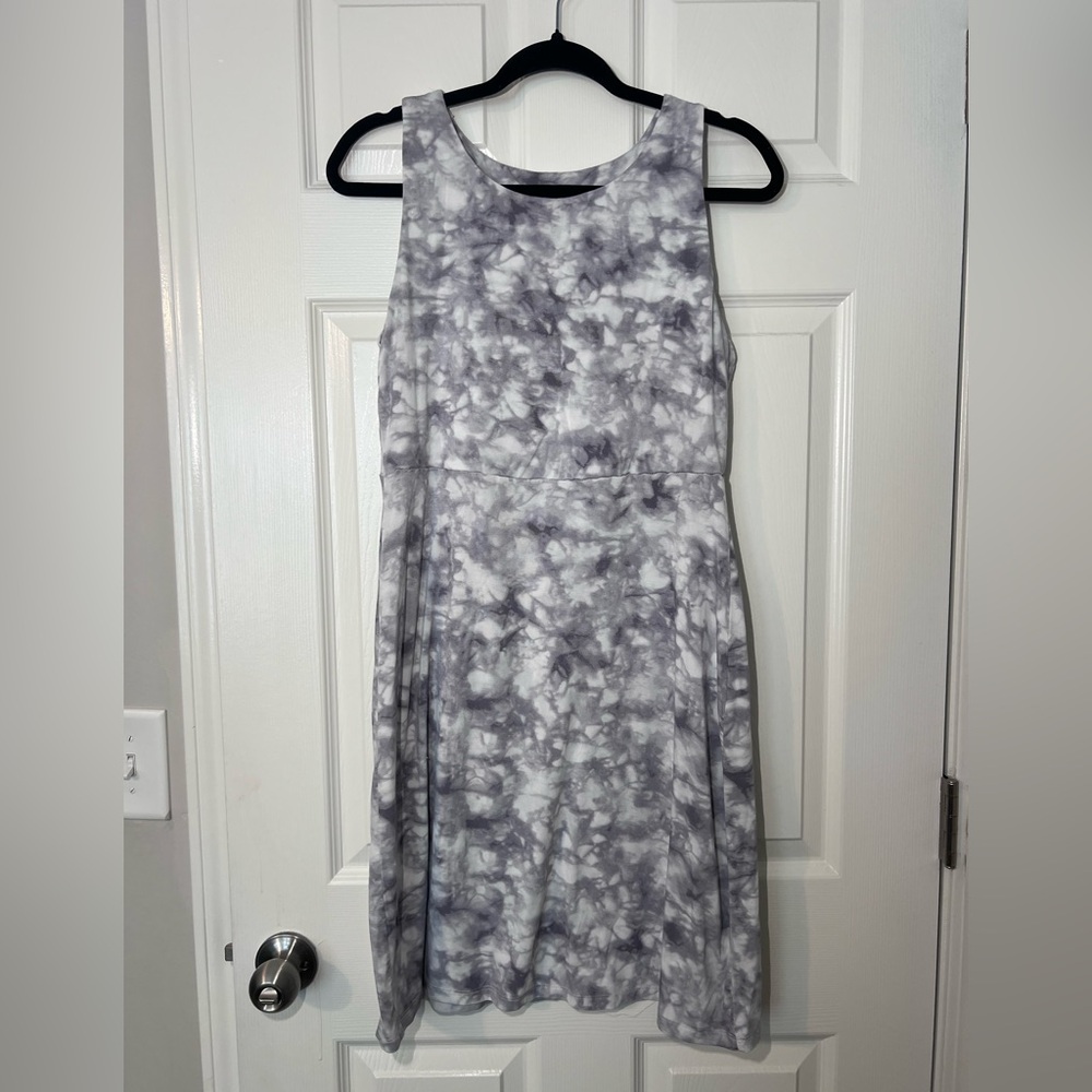 Workshop Cloudy Gray and White Midi Dress